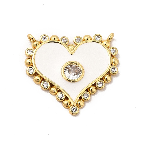 

PandaHall Rack Plating Brass Micro Pave Clear Cubic Zirconia Connector Charms, Heart Links with Enamel, Cadmium Free & Lead Free, Real 18K..., White