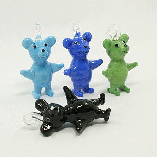 

PandaHall Handmade Lampwork Bear Pendants, Mixed Color, 53x32x20mm, Hole: 6mm Lampwork Bear Multicolor