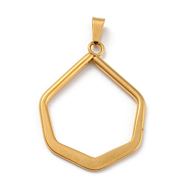 

PandaHall Vacuum Plating 304 Stainless Steel Pendants, Hexagon Charm, Golden, 31x24x2mm, Hole: 5.5x3mm 304 Stainless Steel Hexagon