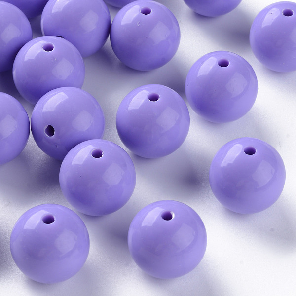 

PandaHall Opaque Acrylic Beads, Round, Medium Purple, 20x19mm, Hole: 3mm, about 111pcs/500g Acrylic Round