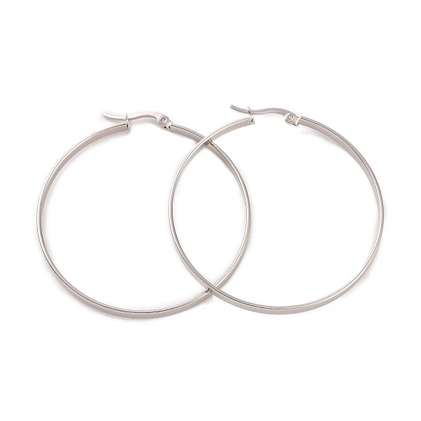 

PandaHall 201 Stainless Steel Big Hoop Earrings with 304 Stainless Steel Pins for Women, Stainless Steel Color, 3x50mm 201 Stainless Steel...