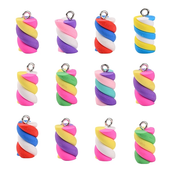 

PandaHall Handmade Polymer Clay Charms, with Platinum Tone Iron Findings, Marshmallow, Mixed Color, 17~19x9~10x9~10mm, Hole: 2mm Polymer..., Multicolor