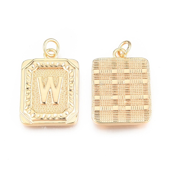 

PandaHall Brass Pendants, with Jump Rings, Cadmium Free & Nickel Free & Lead Free, Rectangle with Letter, Real 18K Gold Plated, Letter.W...