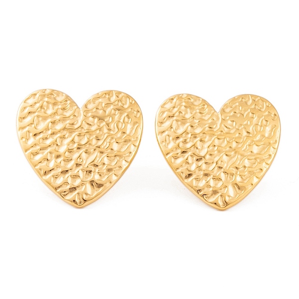 

PandaHall Ion Plating(IP) 304 Stainless Steel Stud Earrings for Women, Golden, Heart, 22x22mm 304 Stainless Steel Heart