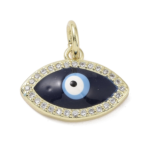 

PandaHall Real 18K Gold Plated Brass Micro Pave Cubic Zirconia Pendants, with Enamel and Jump Ring, Evil Eye, 12x16.5x3mm, Hole: 4mm...
