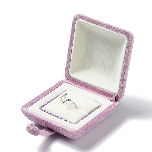 

PandaHall Square Velvet Ring Boxes, Wedding Ring Gift Case with Iron Snap Button, Flamingo, 7.2x7.2x3.95cm Velvet Square Pink