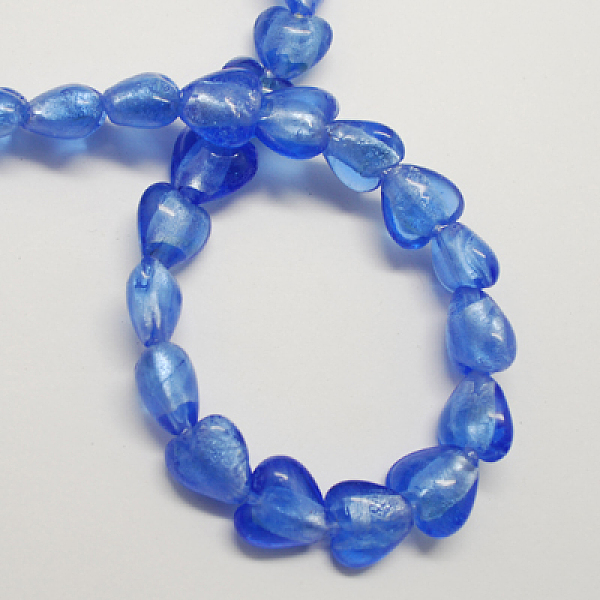 

PandaHall Handmade Silver Foil Glass Beads, Heart, Royal Blue, 12x12x8mm, Hole: 2mm Silver Foil Heart Blue
