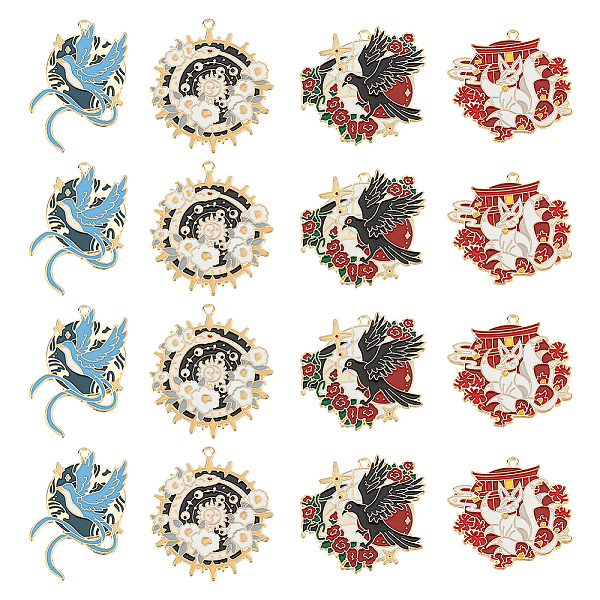 

PandaHall 16Pcs 4 Styles Alloy Enamel Pendants, Light Gold, Mixed Shapes, Mixed Color, 39~42.5x36~38x1.3~1.5mm, Hole: 2mm, 4pcs/style..., Multicolor