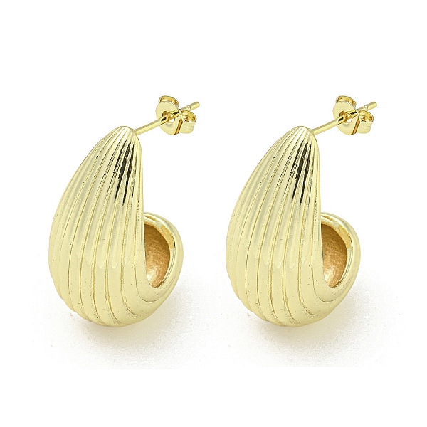 

PandaHall Brass Stud Earrings, Grooved Teardrop, Golden, 28x14mm Brass Teardrop