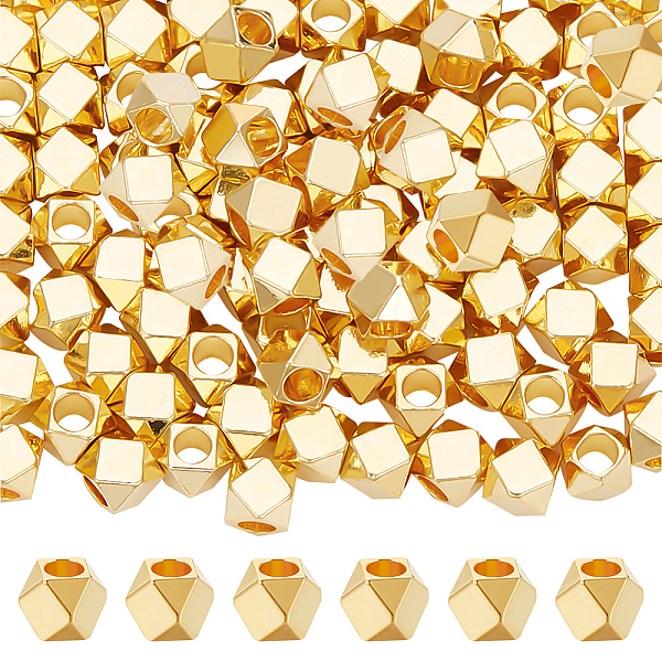 

PandaHall Beebeecraft 1 Box 150Pcs Cube Spacer Beads 18K Gold Plated Geometry Hexagon Cube Golden Spacer Beads for Bracelets Making DIY...