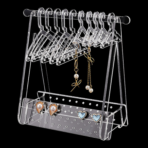 

PandaHall 1 Set Acrylic Earring Display Stands, Clothes Hanger Shaped Earring Organizer Holder with 10Pcs 2 Styes Hangers, Clear...