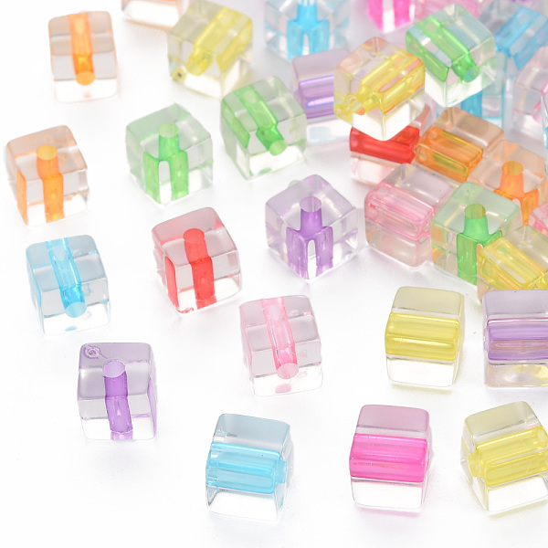 

PandaHall Transparent Acrylic Beads, Cube, Mixed Color, 7x7x7mm, Hole: 2mm, about 1310pcs/500g Acrylic Cube Multicolor