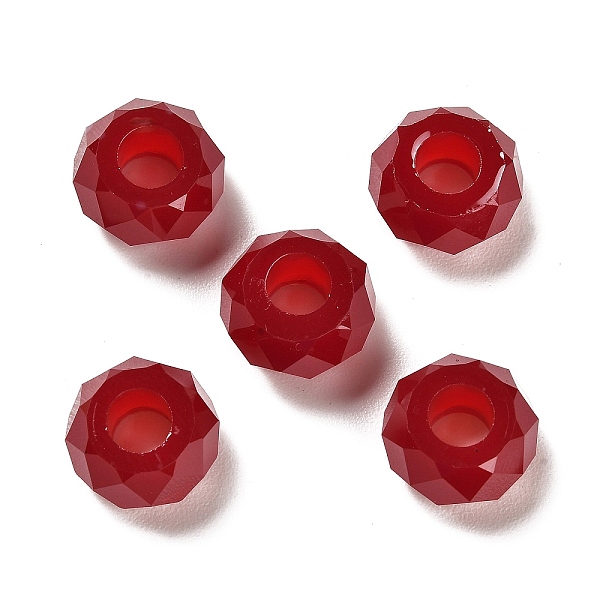 

PandaHall Resin European Beads, Large Hole Beads, Faceted, Rondelle, Dark Red, 13.5x8mm, Hole: 5.5mm Resin Rondelle