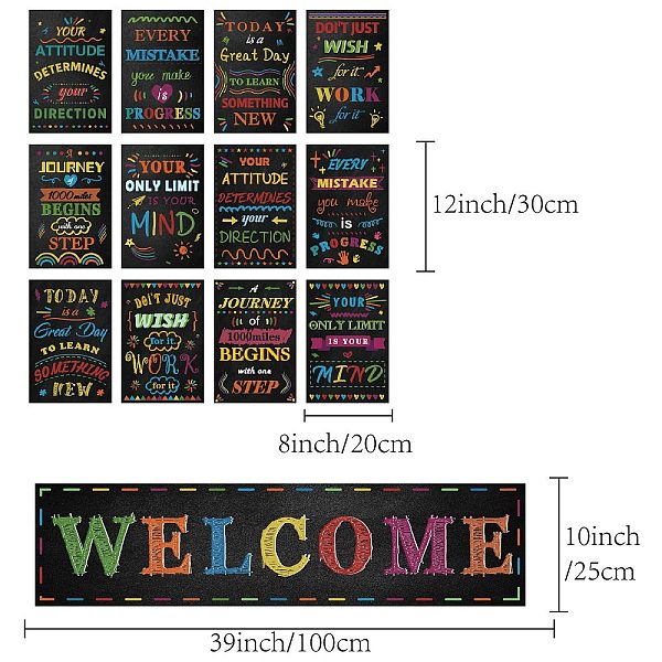 

PandaHall Paper Hanging Banner Classroom Decoration, Rectangle, School Decoration Supplies Celebration Backdrop, Word Welcome, Black...