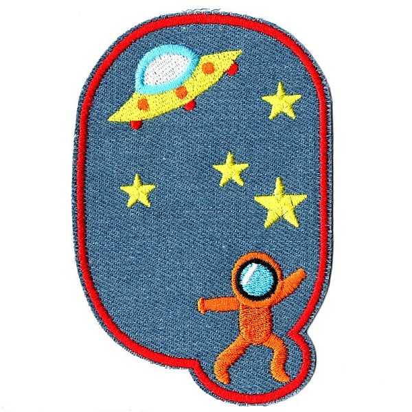 PandaHall Computerized Embroidery Cloth Iron on/Sew on Patches, Costume Accessories, Astronaut, Steel Blue, 12.3x8.1cm Cloth Human Blue
