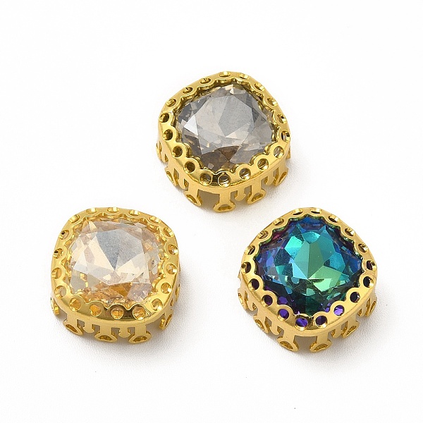 

PandaHall Square Shaped Sew on Rhinestone, Glass Rhinestone, Garments Accessories, Multi-Strand Links, with Golden Tone Brass Findings..., Multicolor