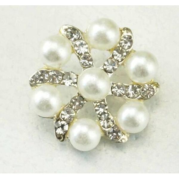 

PandaHall Acrylic Pearl & Rhinestone Shank Buttons, with Silver Plated Alloy Findings, 1-Hole, Flower, White, 20x9.5mm, Hole: 2mm Acrylic...