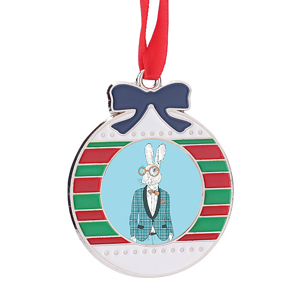 

PandaHall Christmas Themed Sublimation Blank Alloy Pendant Decorations, Alloy Blank Photo Picture Pendant, with Polyester Ribbon, Balloon...