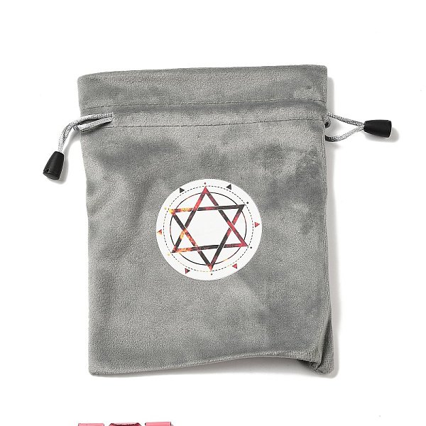 PandaHall Tarot Card Storage Bag, Velvet Tarot Drawstring Bags, for Witchcraft Wiccan Altar Supplies, Rectangle, Star of David Pattern...