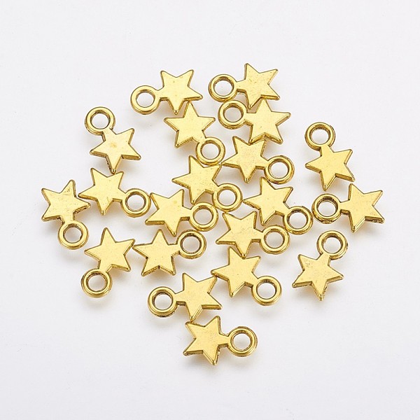 PandaHall Tibetan Style Stamping Blank Tag Charms Pendants, Christmas Star, Lead Free & Nickel Free, Antique Golden, 10x8x1mm, Hole: 2mm...