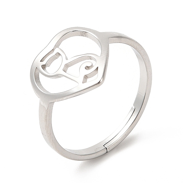 

PandaHall 201 Stainless Steel Finger Ring, Heart with Cat Rings for Women, Pet Theme, Stainless Steel Color, US Size 6 1/4(16.7mm) 201...