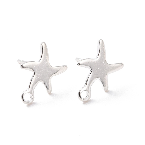 

PandaHall 201 Stainless Steel Stud Earring Findings, with Horizontal Loop and 316 Stainless Steel Pin, Star, 925 Sterling Silver Plated...
