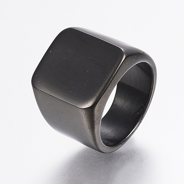 

PandaHall 304 Stainless Steel Signet Band Rings for Men, Wide Band Finger Rings, Rectangle, Gunmetal, Size 12, 22mm 304 Stainless Steel