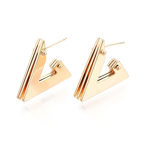 

PandaHall Brass Triple Triangle Stud Earrings, Half Hoop Earrings for Women, Nickel Free, Real 18K Gold Plated, 21.5x25x4mm, Pin: 0.7mm...
