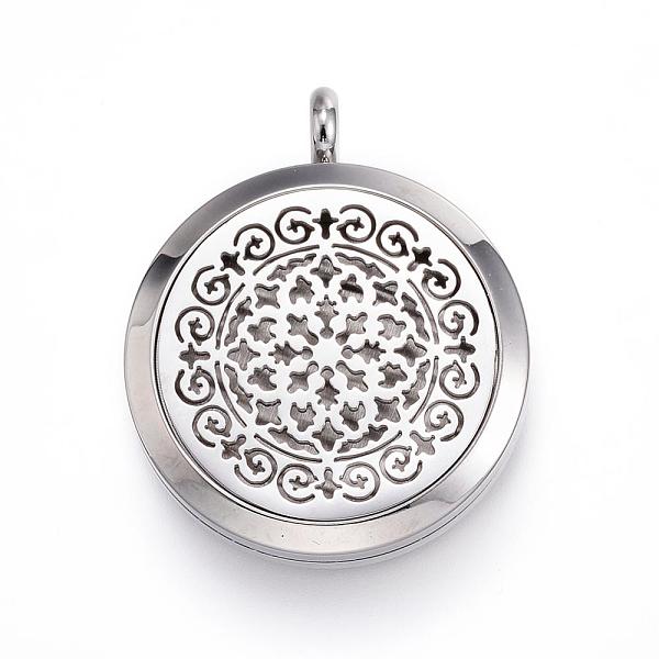 

PandaHall 316 Surgical Stainless Steel Diffuser Locket Pendants, with Perfume Pad and Magnetic Clasps, Flat Round, Stainless Steel Color..., Multicolor