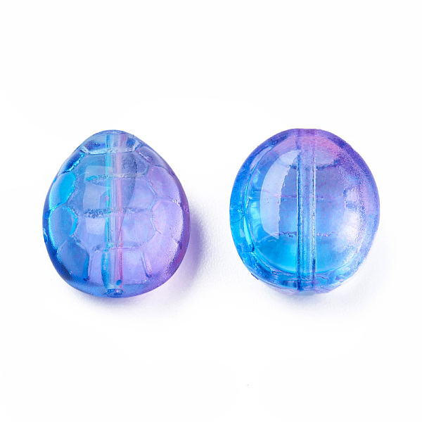 

PandaHall Transparent Spray Painted Glass Beads, Two Tone, Tortoise, Cornflower Blue, 12x11x7mm, Hole: 1mm Glass Tortoise
