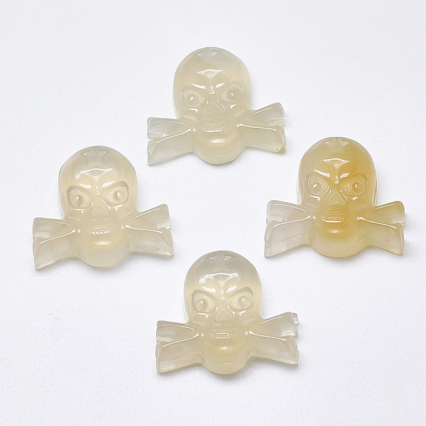 

PandaHall Natural White Agate Pendants, Skull, 24~25x28~29x9~11mm, Hole: 1.5mm Natural Agate Skull