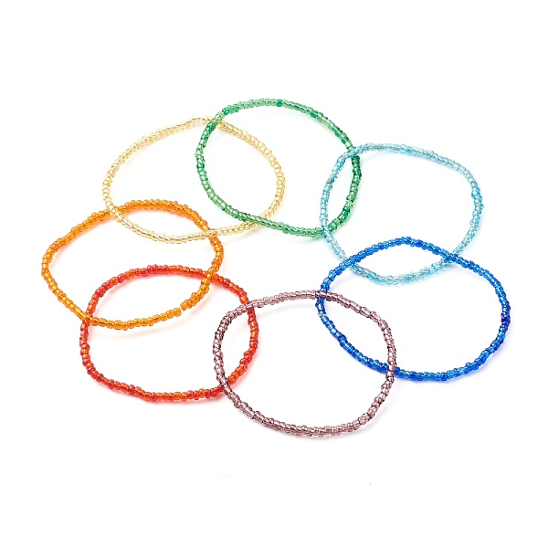 

PandaHall 8/0 Glass Seed Beads Stretch Bracelet Sets, Silver Lined Round Hole, Mixed Color, Inner Diameter: 2-1/4 inch(5.85cm), 7pcs/set..., Multicolor