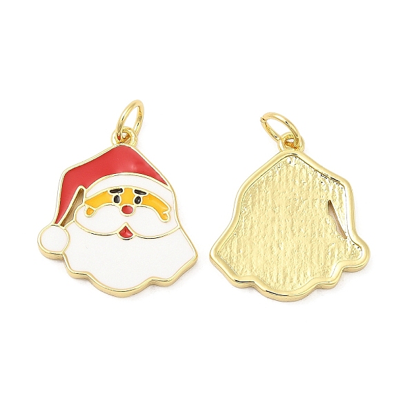 

PandaHall Christmas Rack Plating Brass Enamel Pendants, with Jump Ring, Lead Free & Cadmium Free, Long-Lasting Real 18K Gold Plated, Santa..., White
