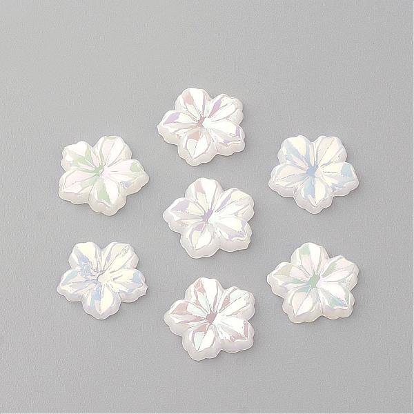 

PandaHall Acrylic Cabochons, AB Color Plated, Flower, White, 12.5x13x2mm Acrylic Flower White