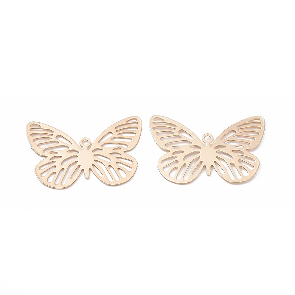 

PandaHall Brass Filigree Pendants, Butterfly Charm, Light Gold, 18x28.5x0.3mm, Hole: 1.4mm Brass Butterfly