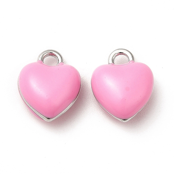 

PandaHall Rack Plating Alloy Enamel Charms, Cadmium Free & Lead Free, Platinum, Heart Charms, Pearl Pink, 13.5x11x6.5mm, Hole: 2.2mm...