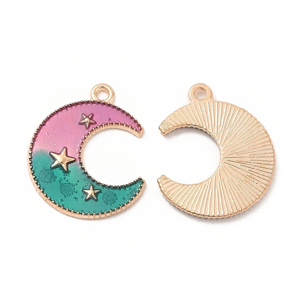 

PandaHall Alloy Pendants, with 2 Tone Enamel, Crescent Moon with Star Charm, Golden, Orchid, 23x18.5x1.5mm, Hole: 1.6mm Alloy+Enamel Moon..., Purple