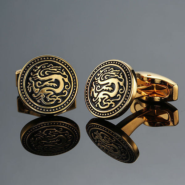 

PandaHall Brass Enamel Flat Round with Dragon Cufflinks, for Apparel Accessories, Golden, 20mm Brass Flat Round Black