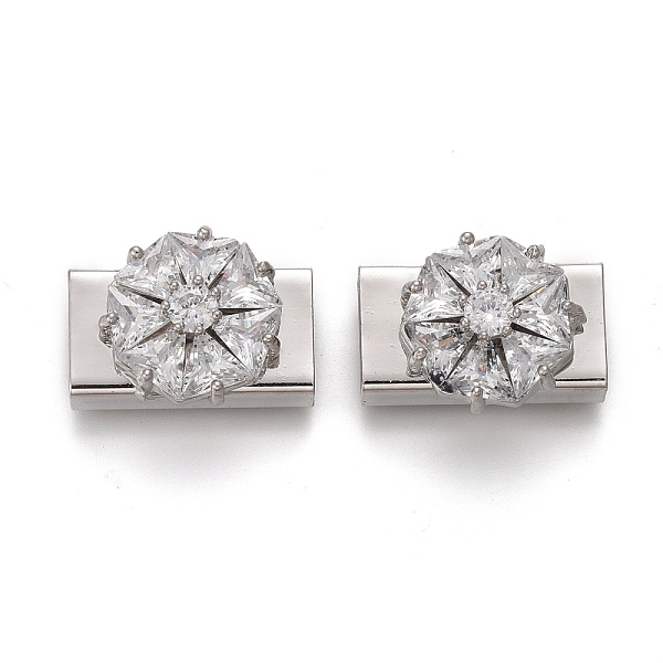 

PandaHall Brass Micro Pave Clear Cubic Zirconia Slide Charms, Rectangle with Flower, Platinum, 15x11x8mm, Hole: 7x3mm Brass+Cubic Zirconia...