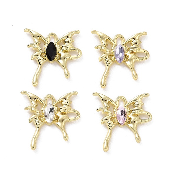 

PandaHall Rack Plating Alloy Connector Charms, Butterfly Links with Glass, Light Gold, Cadmium Free & Lead Free & Nickle Free, Mixed Color..., Multicolor