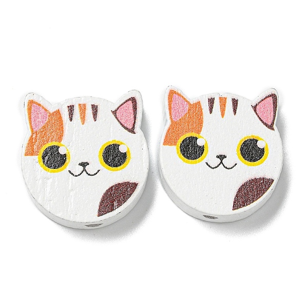 

PandaHall Printed Wood Beads, Cat Shape, Dark Orange, 18~18.5x19.5~20x5.5~6.5mm, Hole: 2~2.5mm Wood Cat Shape