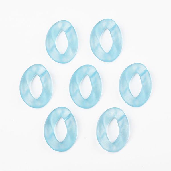 

PandaHall Transparent Acrylic Linking Rings, Quick Link Connectors, for Curb Chains Making, Frosted, Unwelded, Twist, Cyan, 39.5x29.5x7.5mm...