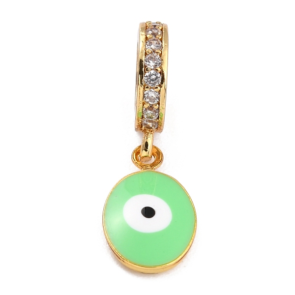 

PandaHall Brass Micro Pave Clear Cubic Zirconia European Dangle Charms, with Enamel, Long-Lasting Plated, Flat Round with Evil Eye, Golden..., Green