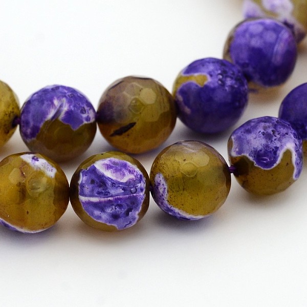 

PandaHall Natural Weathered Agate Faceted Round Beads Strands, Dyed, Grade A, Peru, 10mm, Hole: 1mm, about 37pcs/strand, 15 inch Weathered..., Brown