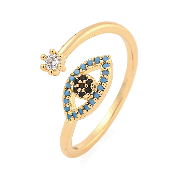 

PandaHall 304 Stainless Steel Cubic Zirconia Evil Eye Open Cuff Ring for Women, Real 18K Gold Plated, Inner Diameter: 18mm Stainless...