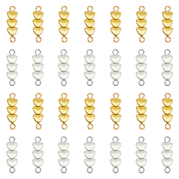 

PandaHall DICOSMETIC 100Pcs 2 Colors Heart Linking Charms Small Love Link Connector Platinum Golden Heart Connector Charms Three Heart Link...