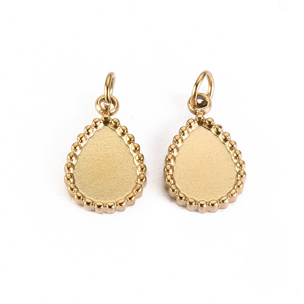 

PandaHall 304 Stainless Steel Pendant Cabochon Settings, with Jump Rings, Teardrop, Real 14K Gold Plated, Tray: 8x6mm, 12.5x8x2mm, Jump Ring...