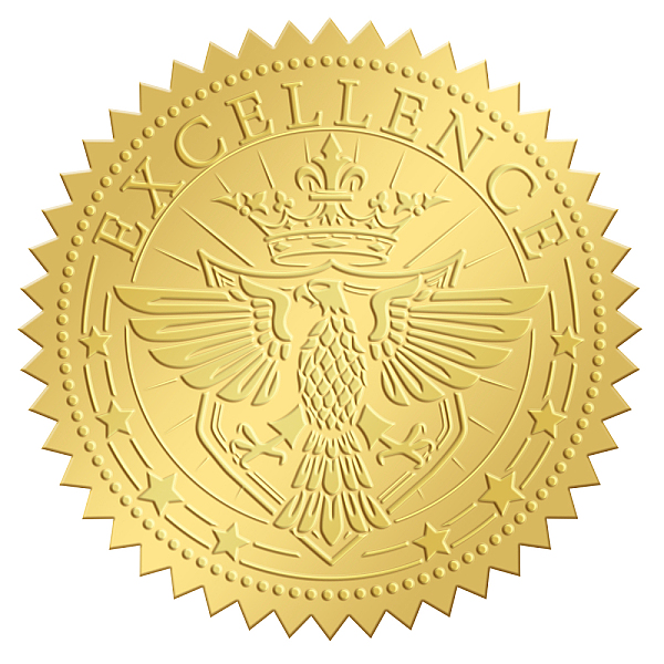 

PandaHall CRASPIRE 2 Inch Gold Embossed Envelope Seals Stickers Excellence 100pcs Round Adhesive Embossed Foil Seals Stickers Envelope Label...