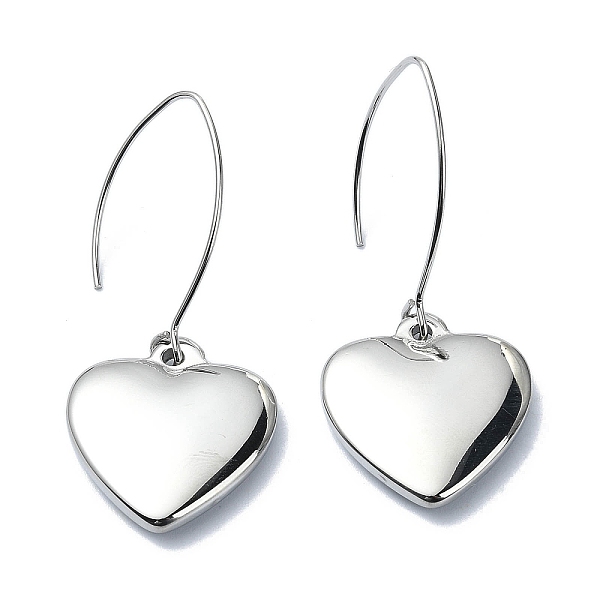 

PandaHall 304 Stainless Steel Heart Dangle Earrings, Stainless Steel Color, 45~46x20mm 304 Stainless Steel Heart