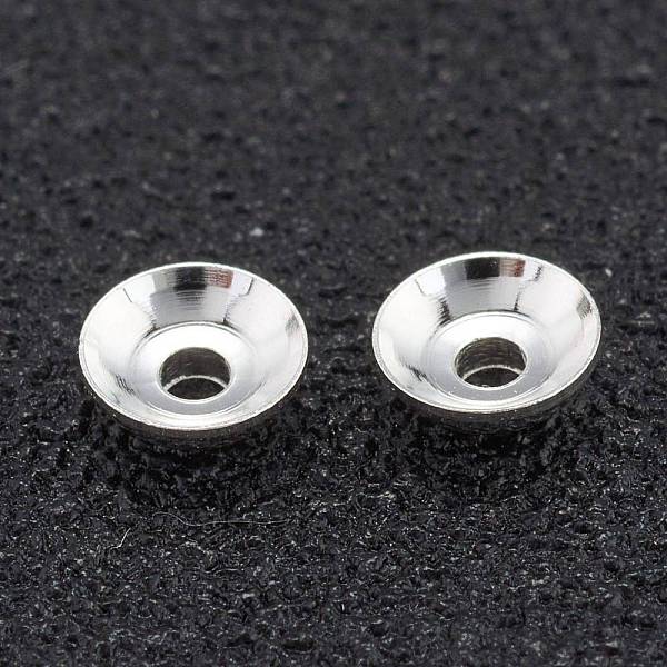 

PandaHall Brass Beads Cap, Long-Lasting Plated, Apetalous, 925 Sterling Silver Plated, 6x2mm, Hole: 1mm Brass